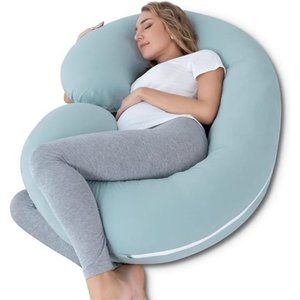 Cooling Pregnancy Body Pillow C Shaped Full Body Pillow for Pregnant Women Green